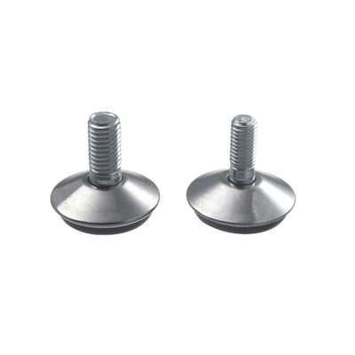 Piedino regolabile cromato in acciaio con base in plastica rigida